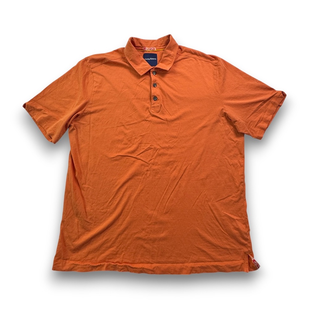 Tommy Bahama Mens XL Orange Cotton Silk Quilted Diamond Polo Shirt 171-T214266